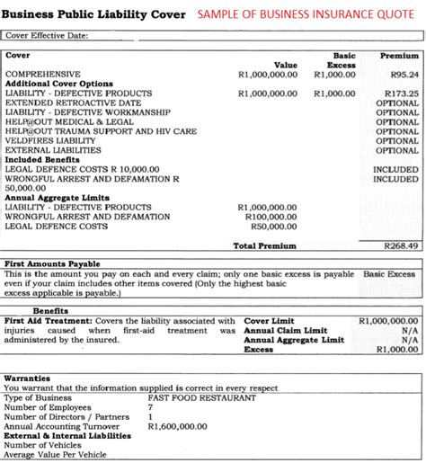 Business Insurance Quotation