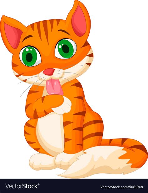 Cartoon Cat Licking Its Hand Royalty Free Vector Image Cartoon Cat Licking Its Hand Royalty Free Vector Image