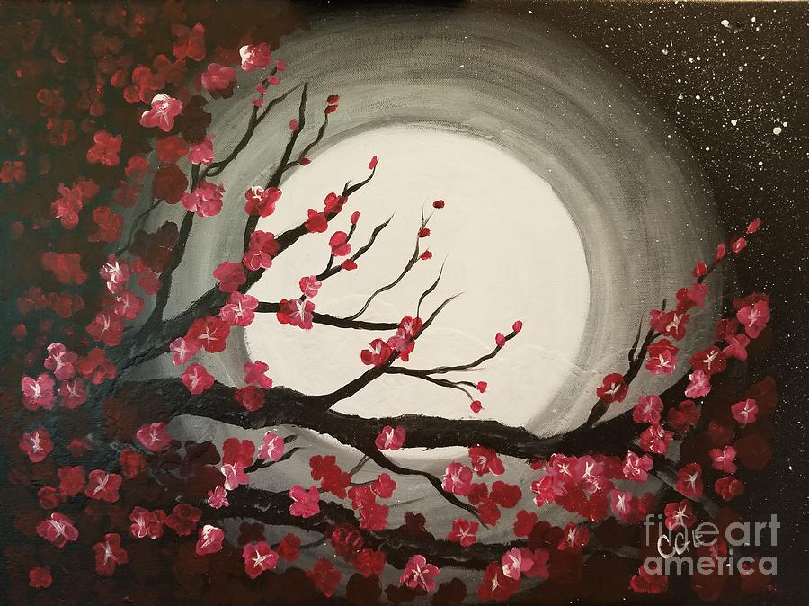 Cherry Blossoms In Moonlight Painting By Crystal Elswick Pixels Cherry Blossoms In Moonlight Painting By Crystal Elswick Pixels