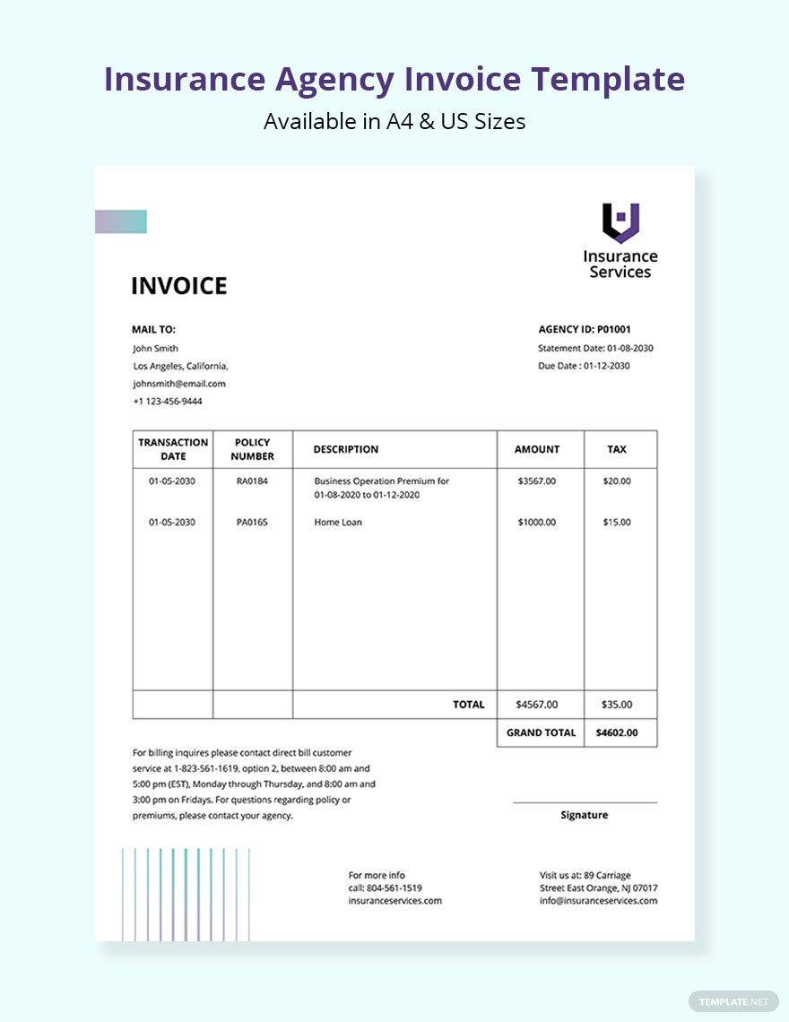 Insurance Invoice Template Fill Online Printable Fillable Blank Insurance Invoice Template Fill Online Printable Fillable Blank