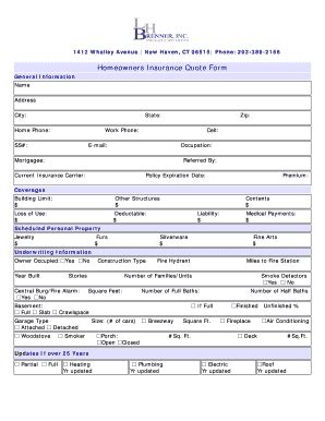 Printable Homeowners Insurance Quote Form Pdffiller Printable Homeowners Insurance Quote Form Pdffiller