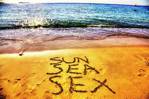 Sun Sea And Sex Written In The Sand On The Beach Photograph By Paul Sun Sea And Sex Written In The Sand On The Beach Photograph By Paul