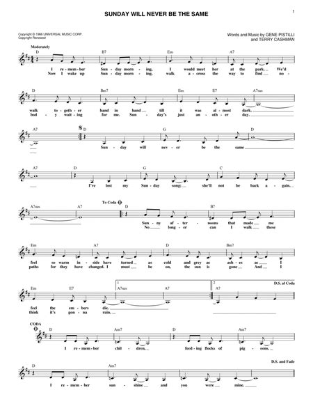 Sunday Will Never Be The Same Piano Digital Sheet Music Sheet Sunday Will Never Be The Same Piano Digital Sheet Music Sheet